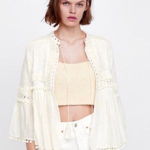 NWT Zara summer jacket white with tassels size M